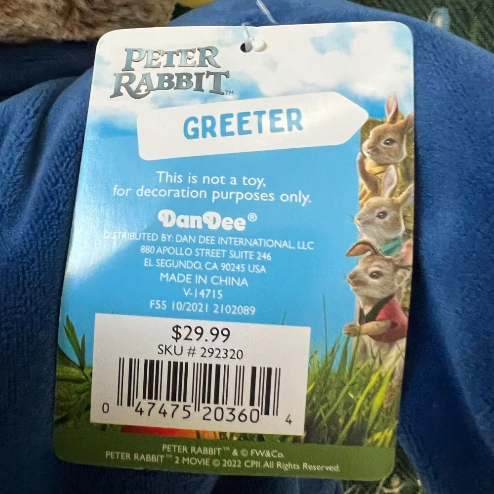 Peter Rabbit Standing Porch Greeter Plush Easter Decoration 24